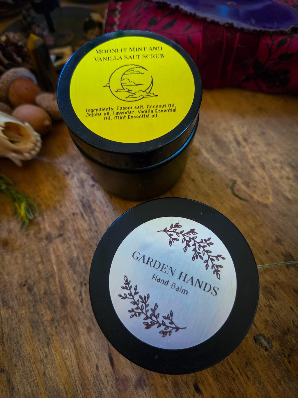 Moonlit Mint & Vanilla Scrub and Garden Hands Hand Balm