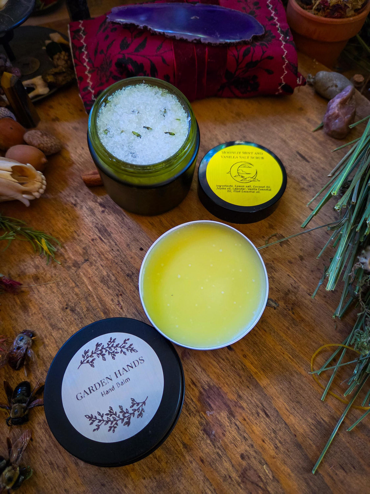 Moonlit Mint & Vanilla Scrub and Garden Hands Hand Balm