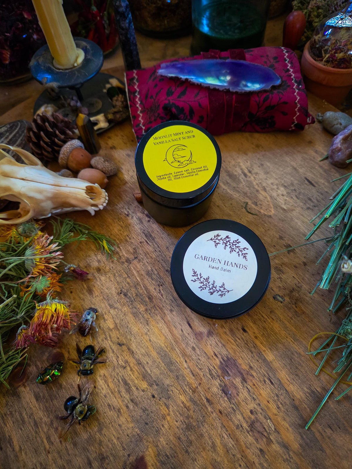 Moonlit Mint & Vanilla Scrub and Garden Hands Hand Balm